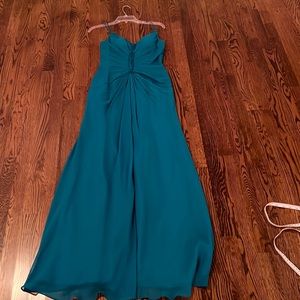 David’s bridal teal crepe maxi